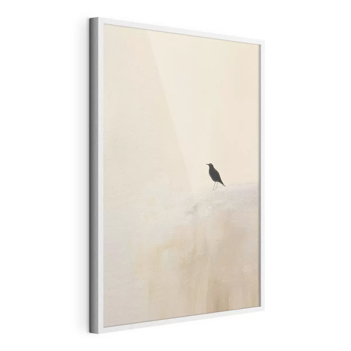 Poster Oiseau solitaire sur fond beige chaud f45882