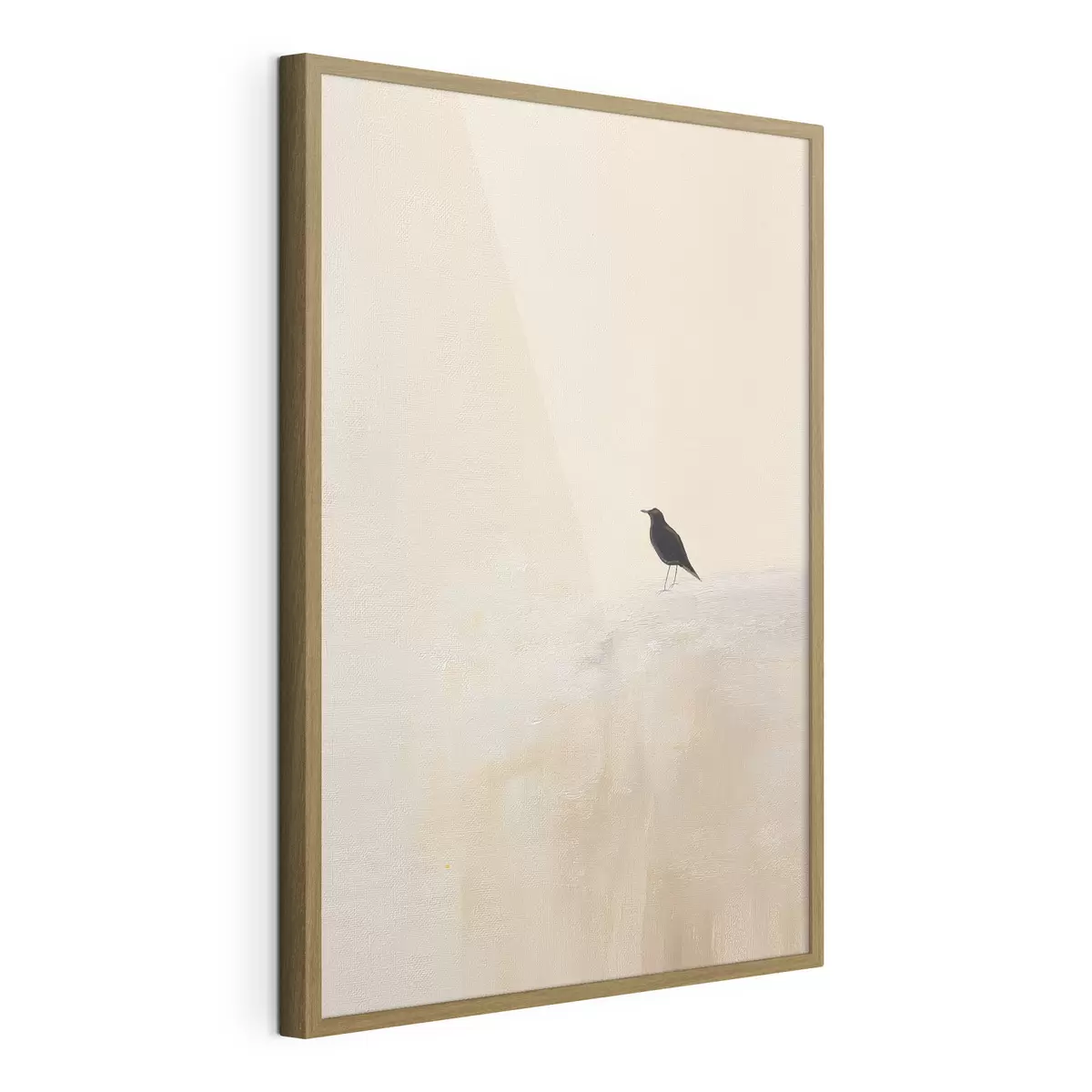 Poster Oiseau solitaire sur fond beige chaud f45882