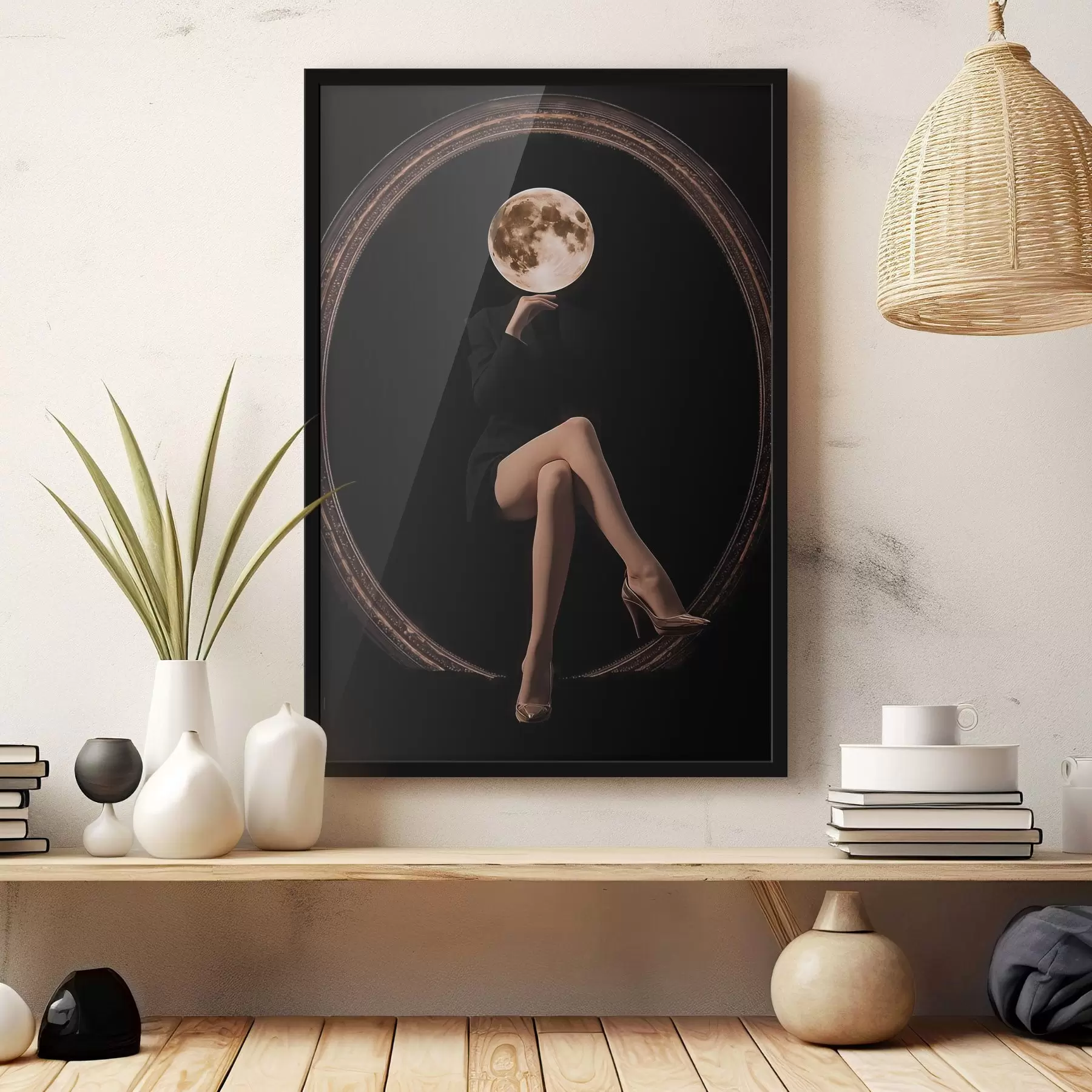 Papier peint Silhouette avec la lune pour visage, minimalisme f45891