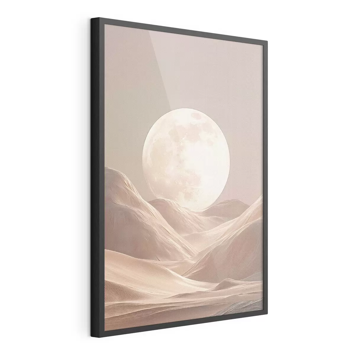 Poster Lune au-dessus des dunes de sable aux teintes roses f45892