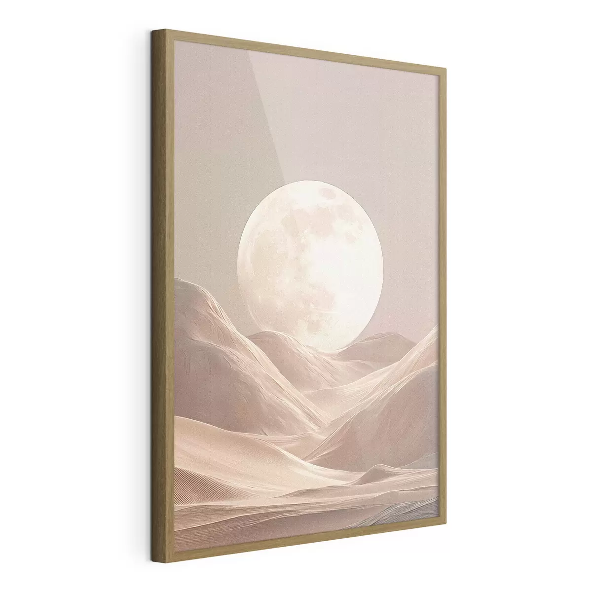 Poster Lune au-dessus des dunes de sable aux teintes roses f45892