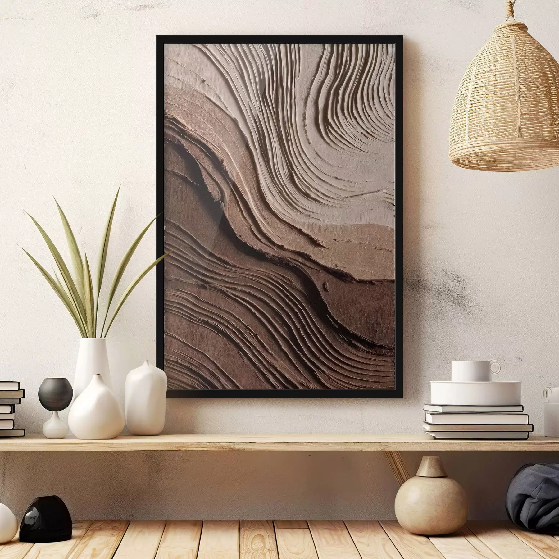 Papier peint Couches en relief chocolat-beige, pâte texturée f45894