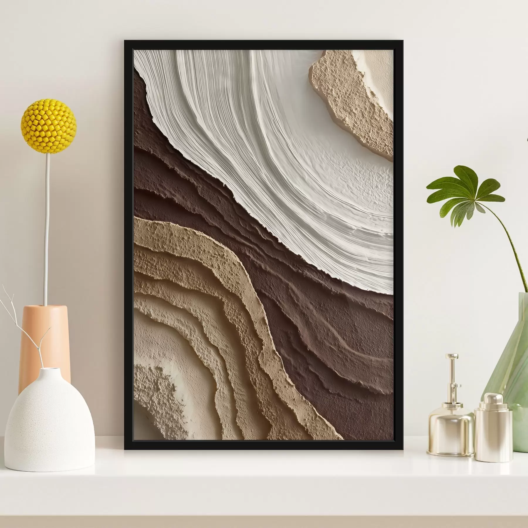 Papier peint Terrasses brun crème à texture naturelle f45895