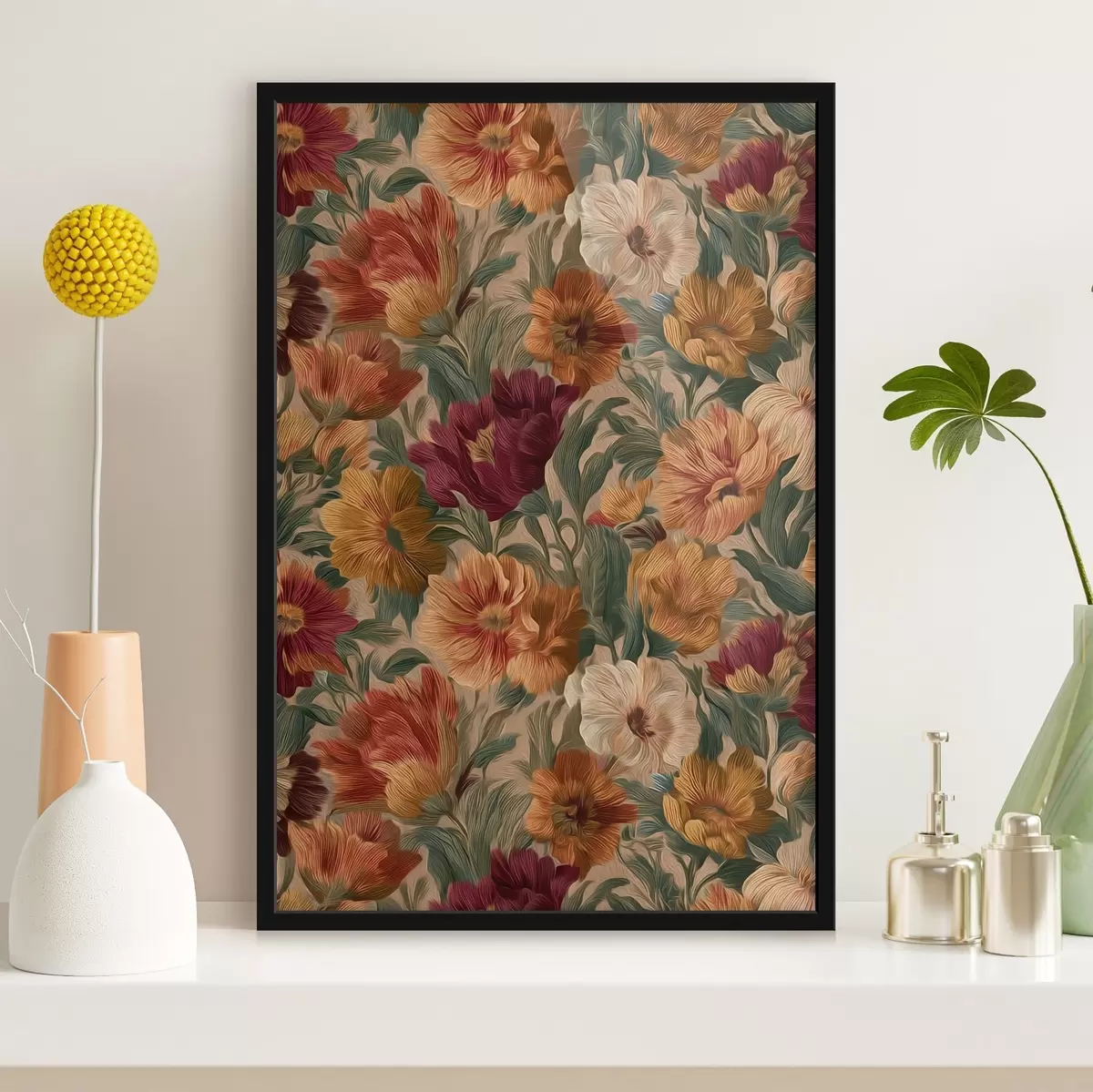 Poster Motif floral vintage dans une palette de couleurs chaudes f45896