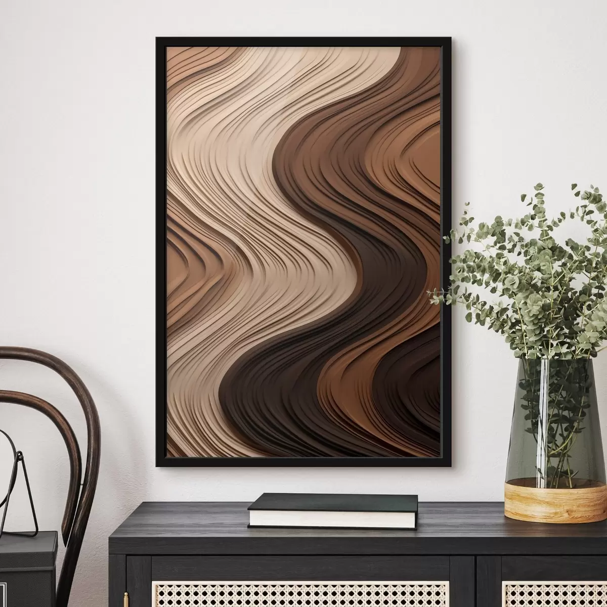 Poster Vagues verticales dans des couches chaudes beige-brun f45905