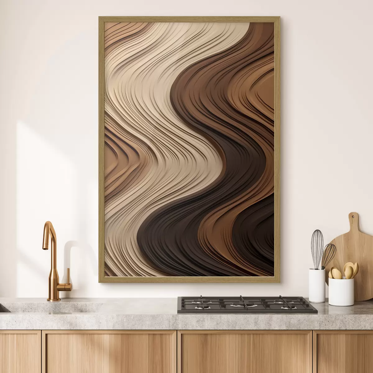 Poster Vagues verticales dans des couches chaudes beige-brun f45905