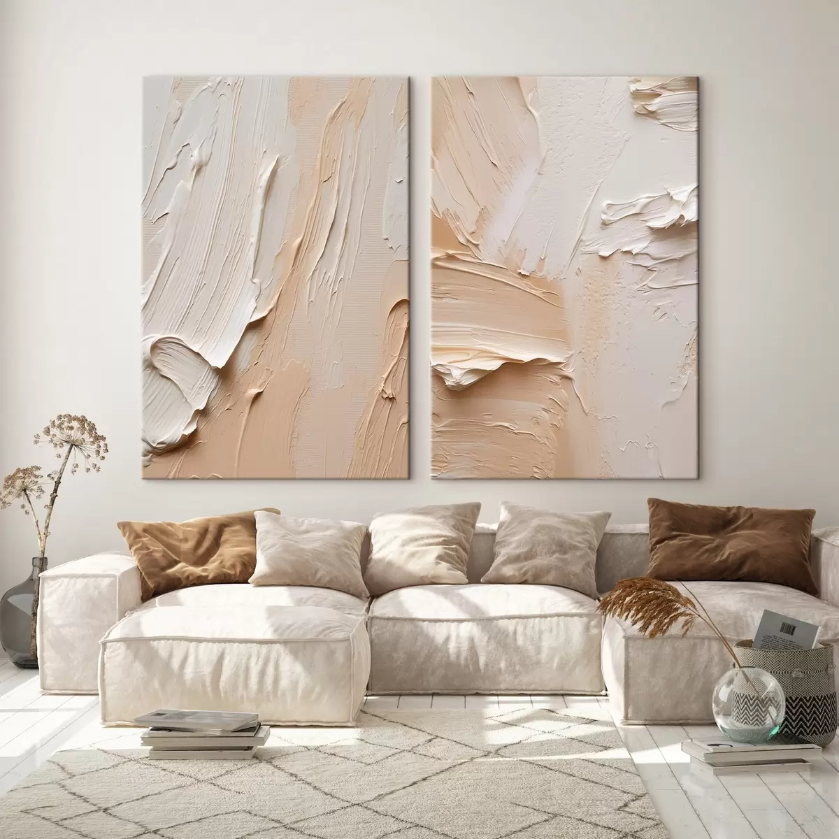 Tableau Couches épaisses de peinture crème et sable m00767