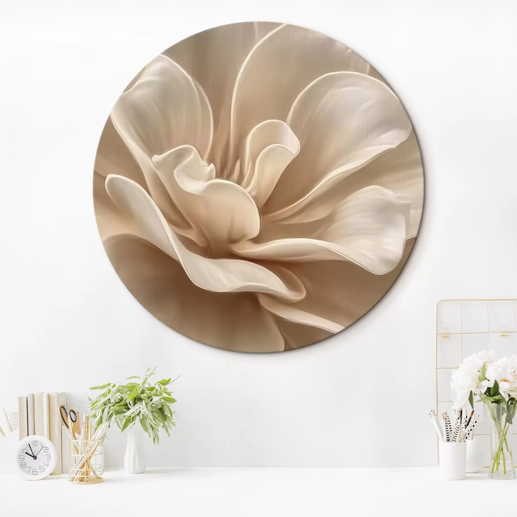 Tableau Grande fleur crème, pétales doux macro r45874