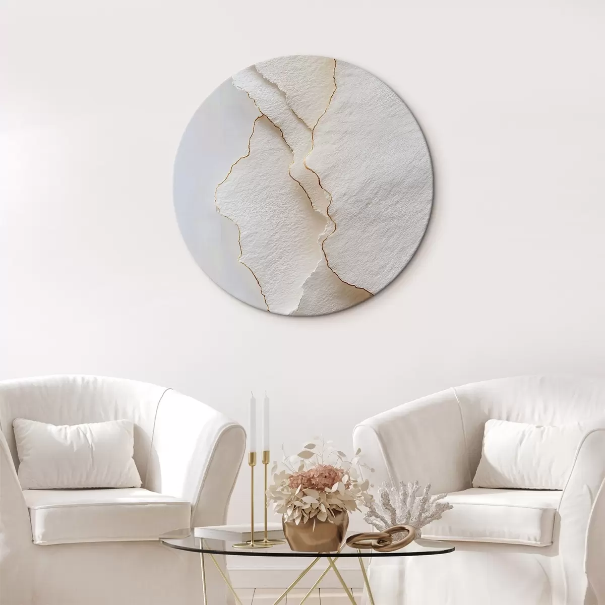 Tableaux rondes Papier léger déchiré avec un bord fin r45884