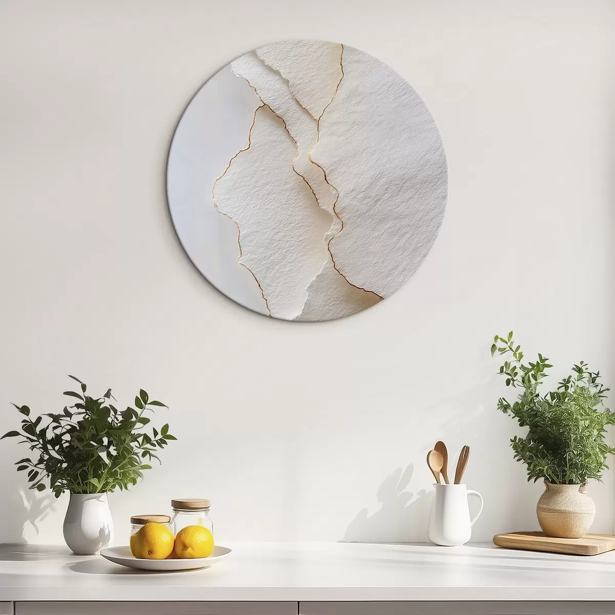 Tableaux rondes Papier léger déchiré avec un bord fin r45884