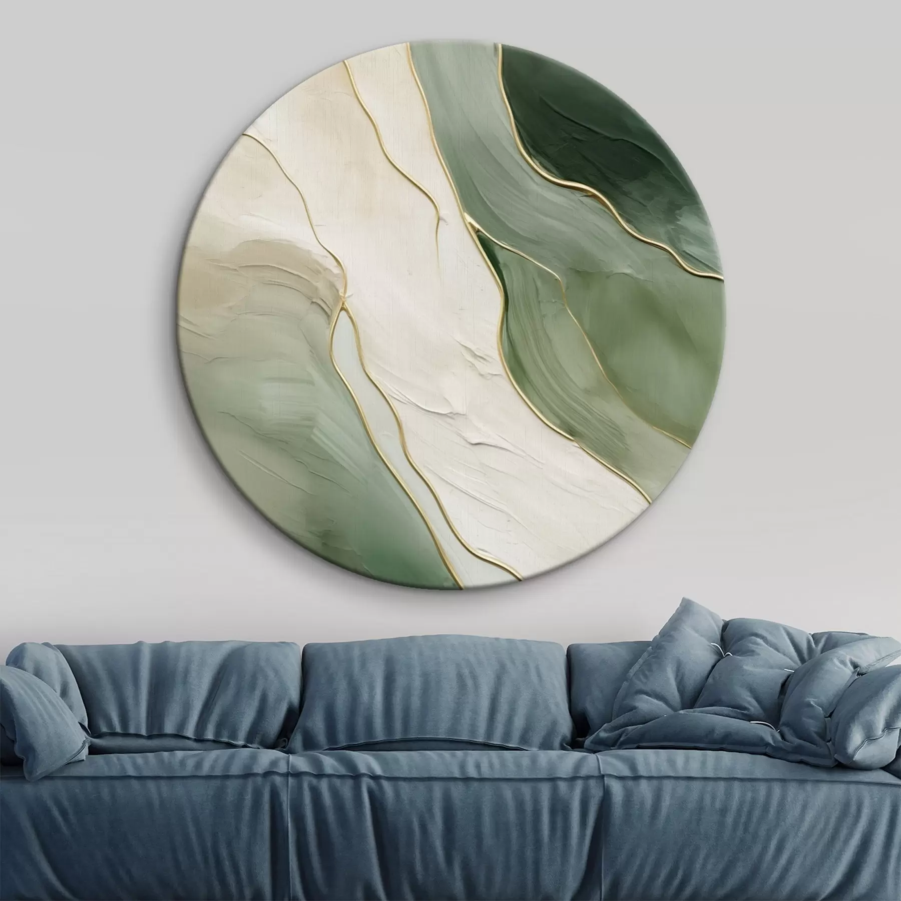 Tableau Abstraction émeraude avec de fines lignes jaunes r45888