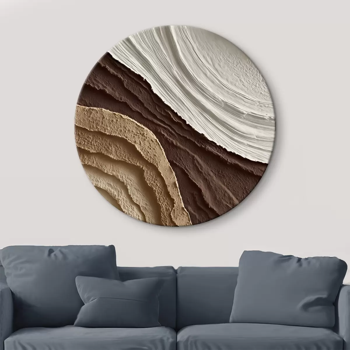 Tableaux rondes Terrasses brun crème à texture naturelle r45895