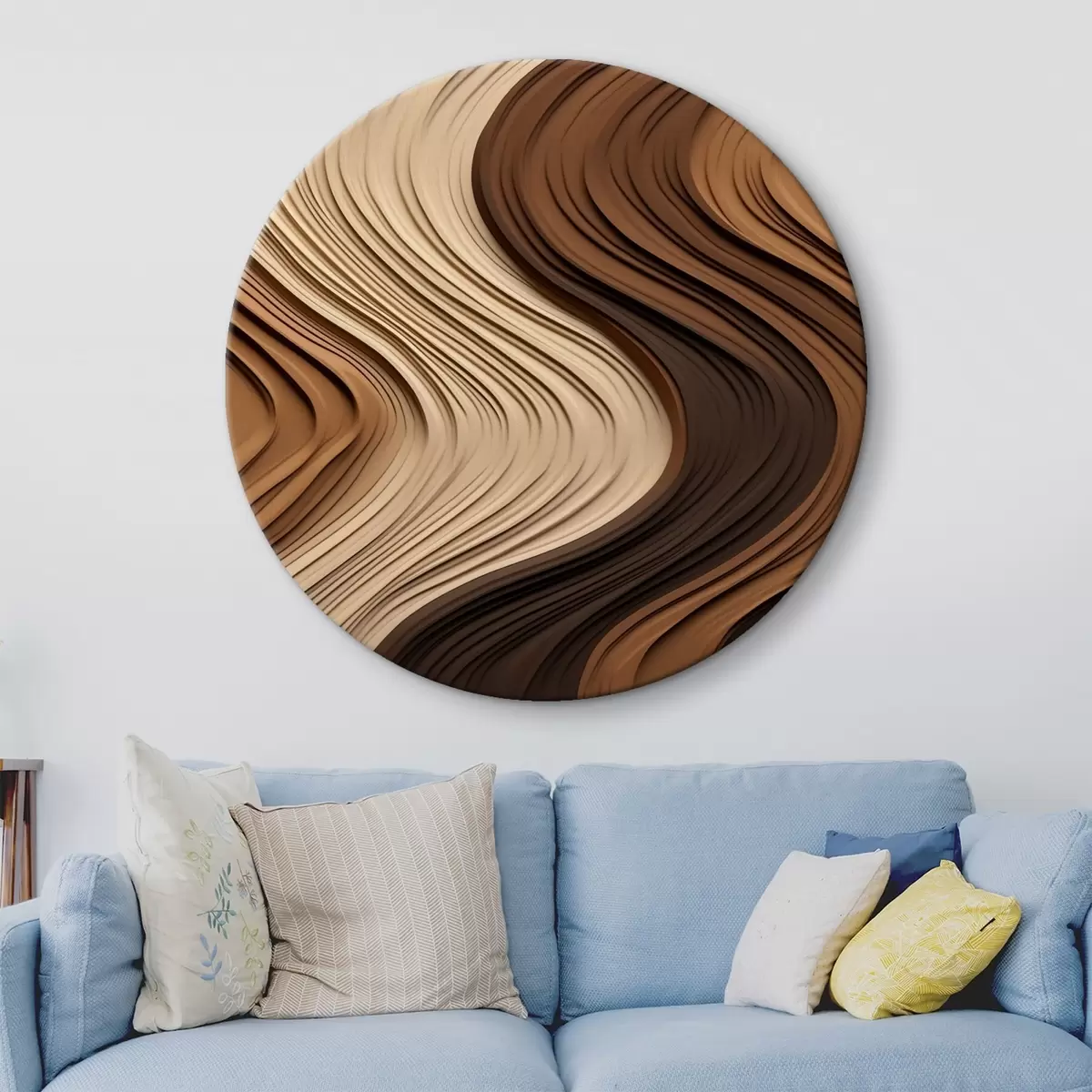 Tableaux rondes Vagues verticales dans des couches chaudes beige-brun r45905