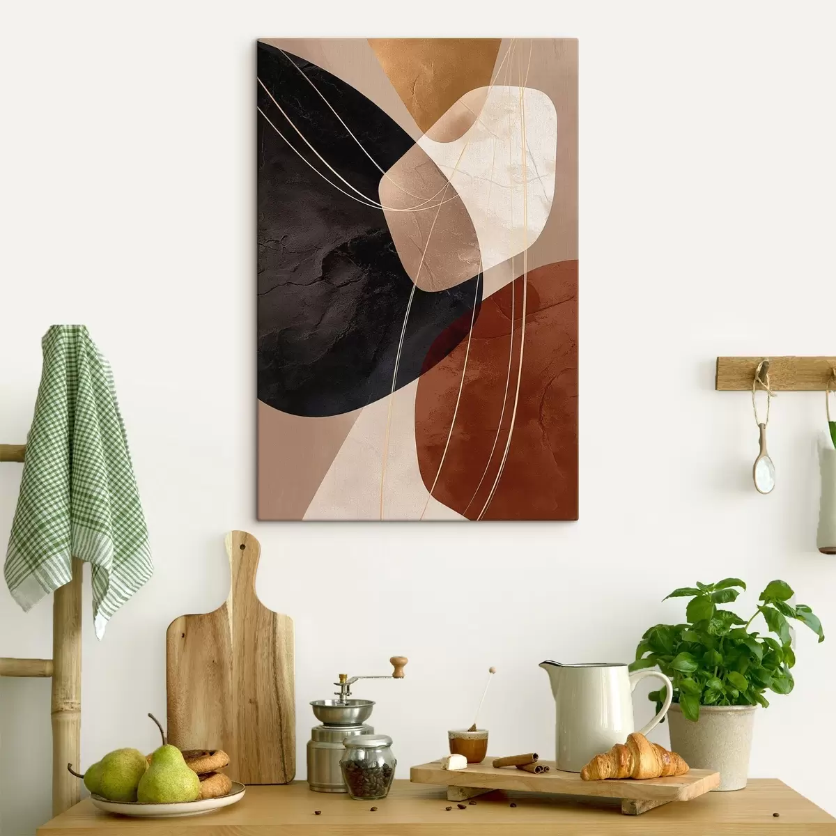 Tableau Formes géométriques dans une palette chaleureuse, lignes fines s45879