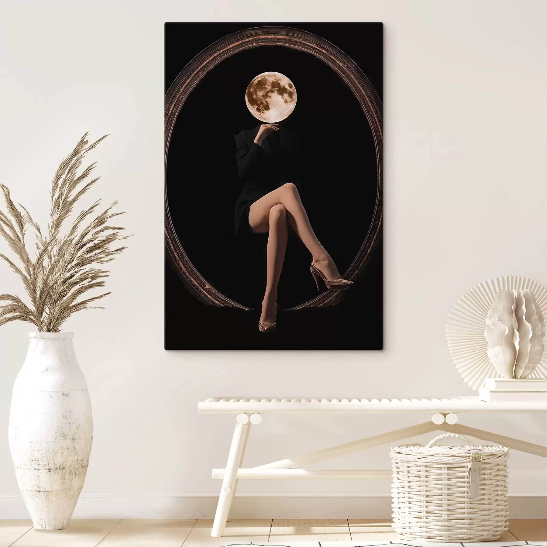 Tableau Silhouette avec la lune pour visage, minimalisme s45891