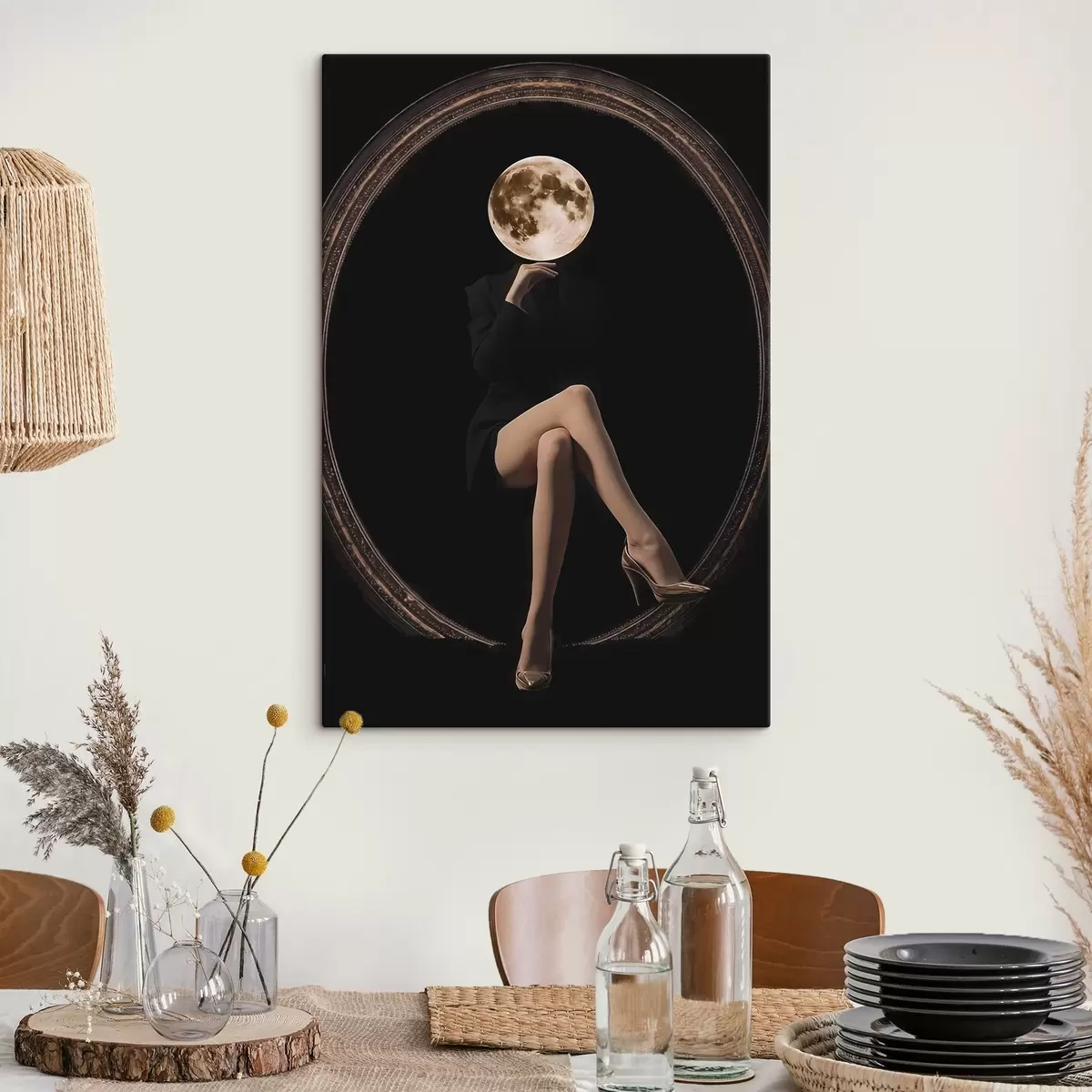 Tableau Silhouette avec la lune pour visage, minimalisme s45891