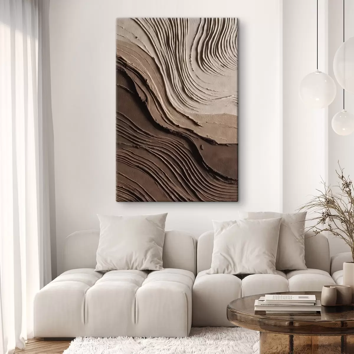 Tableau Couches en relief chocolat-beige, pâte texturée s45894