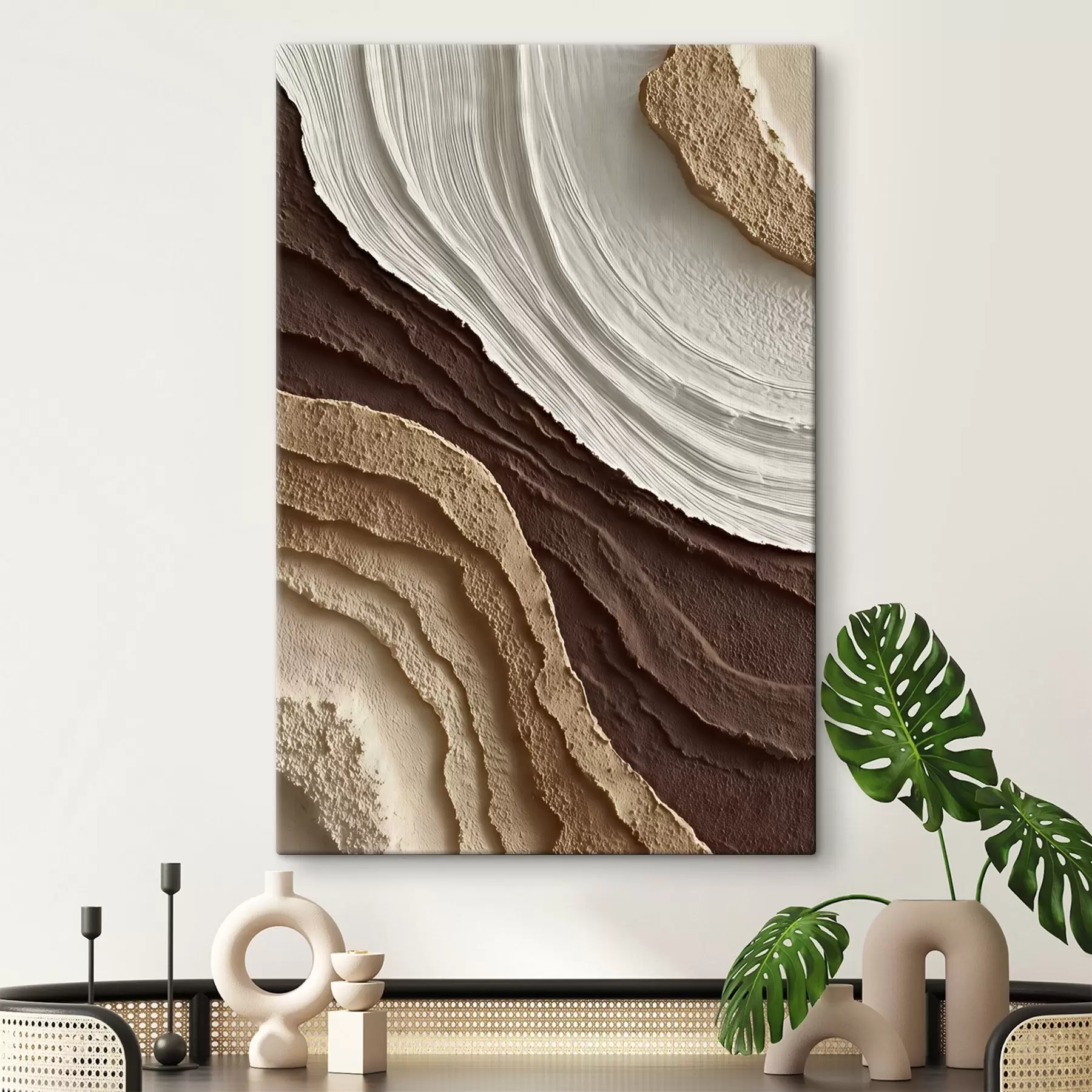 Tableau Terrasses brun crème à texture naturelle s45895