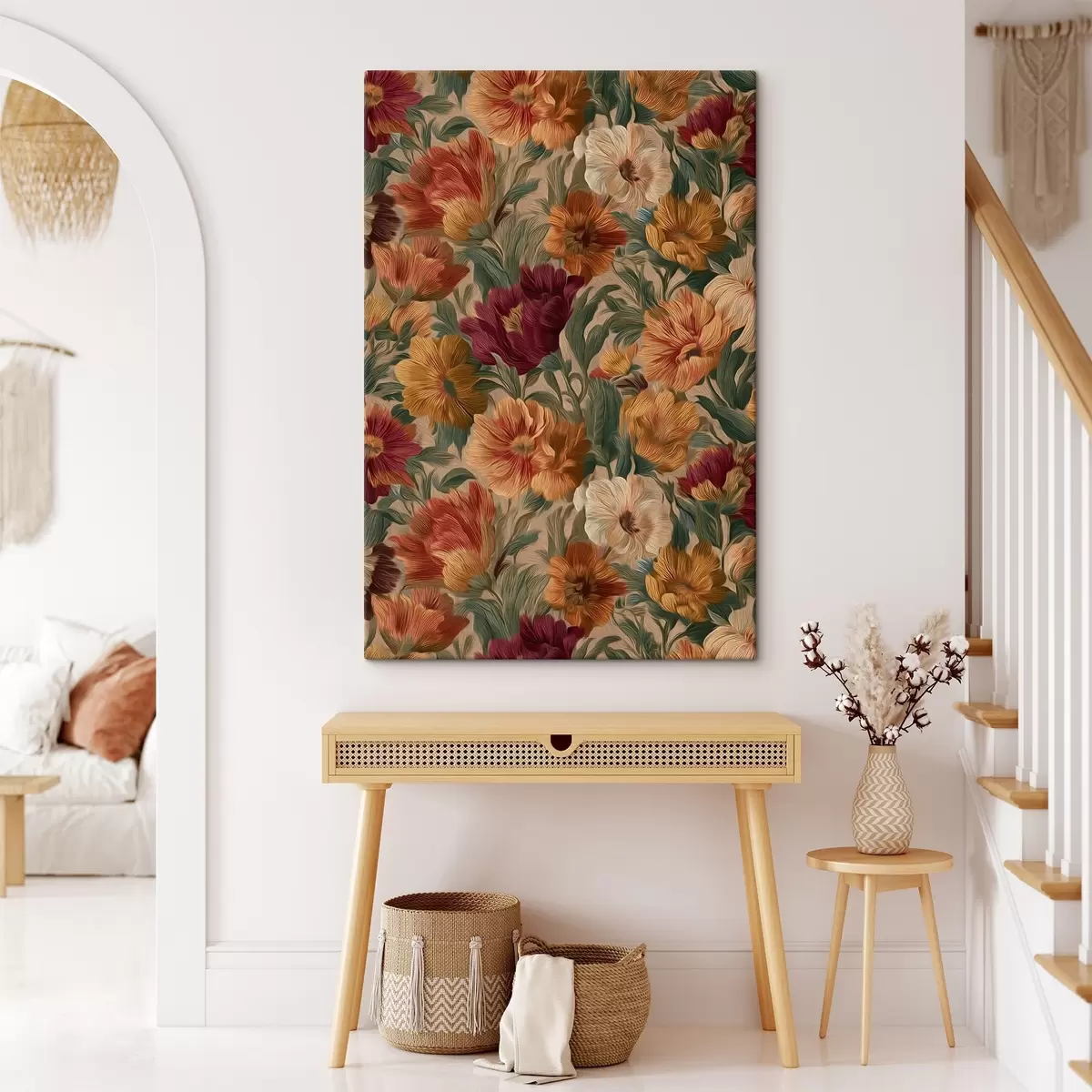 Tableau Motif floral vintage dans une palette de couleurs chaudes s45896