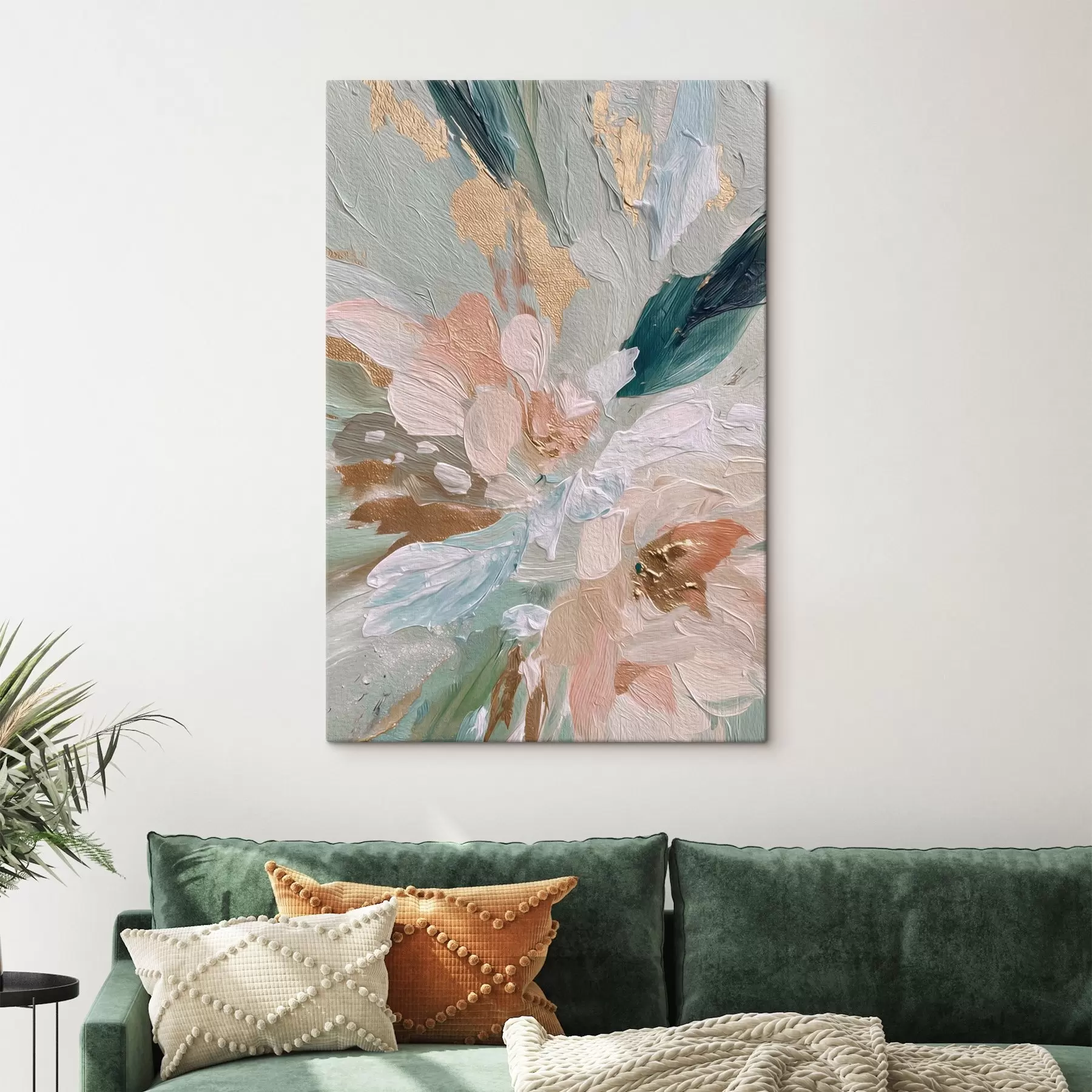 Tableau Couches florales pastel avec des touches jaunes s45899