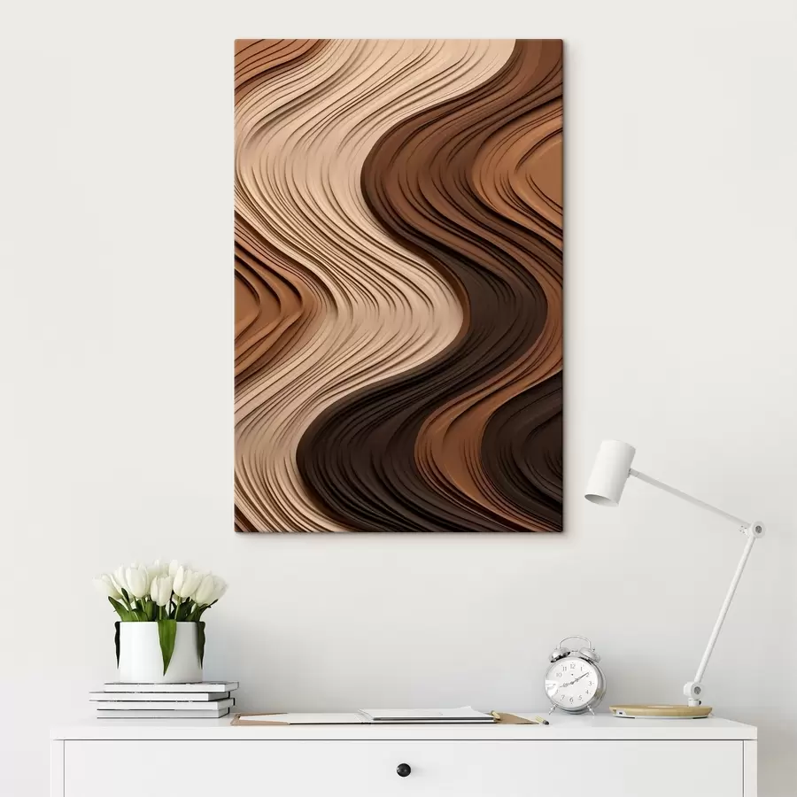 Tableau Vagues verticales dans des couches chaudes beige-brun s45905
