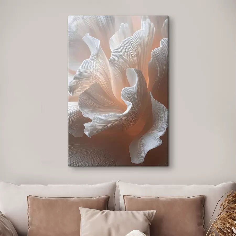 Tableau Pétales blancs aériens avec une lueur pêche chaude s45909