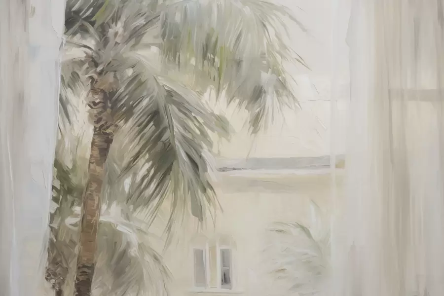 Papier peint Palmier devant la fenêtre w04653