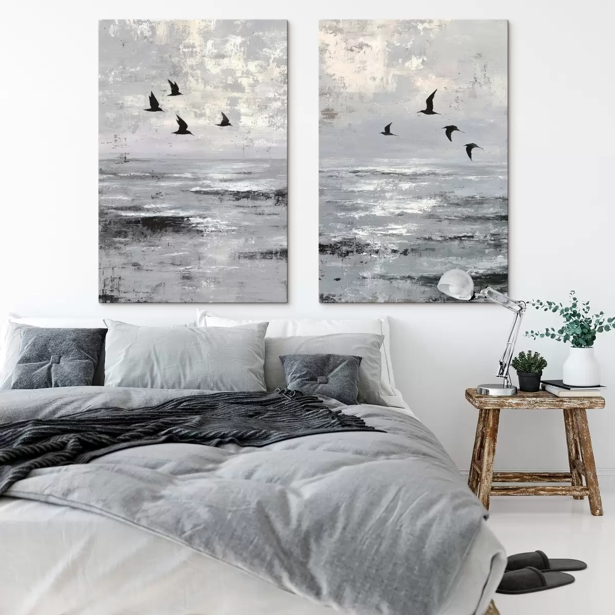 Tableau Paysage abstrait avec des oiseaux m00778