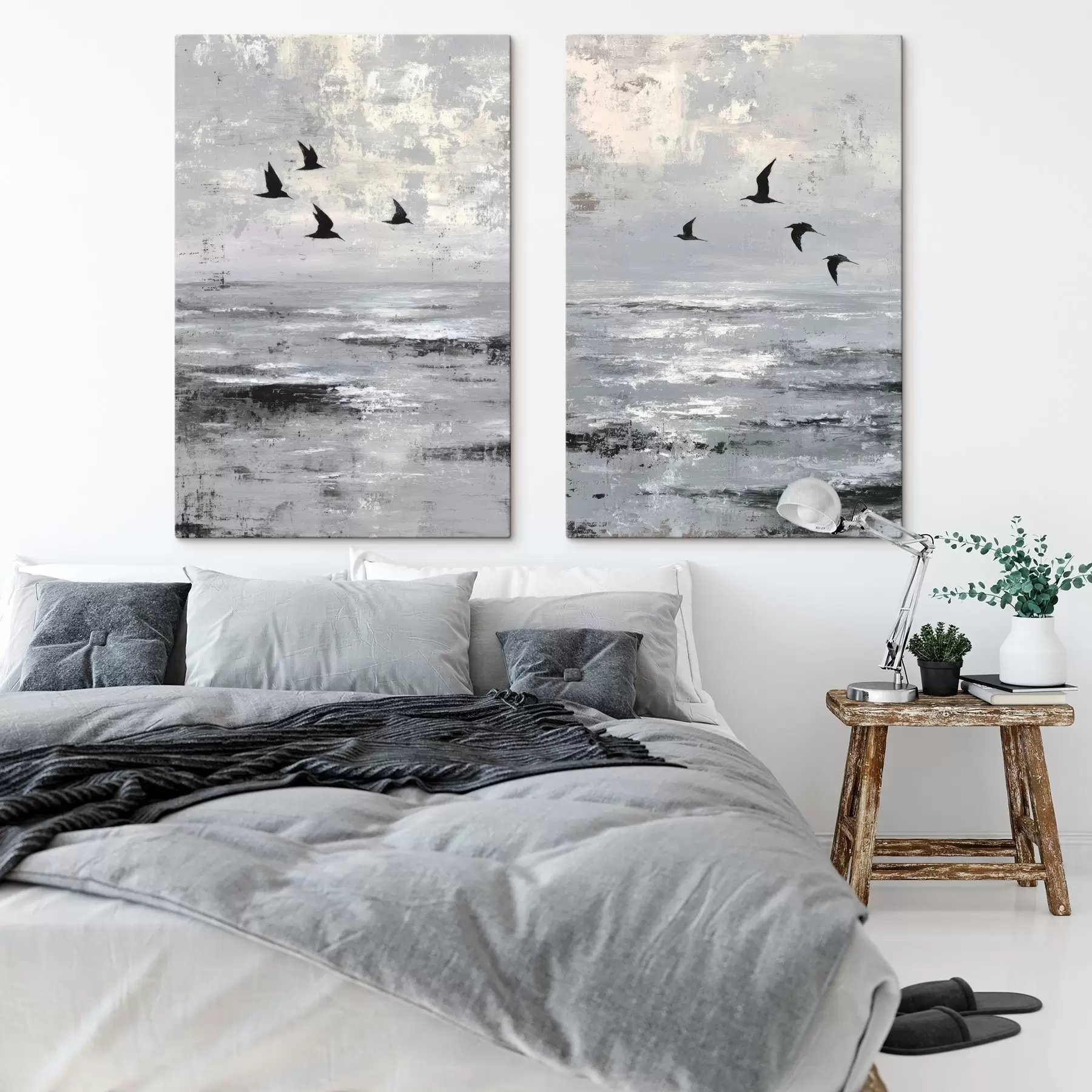 Tableau Paysage abstrait avec des oiseaux m00778