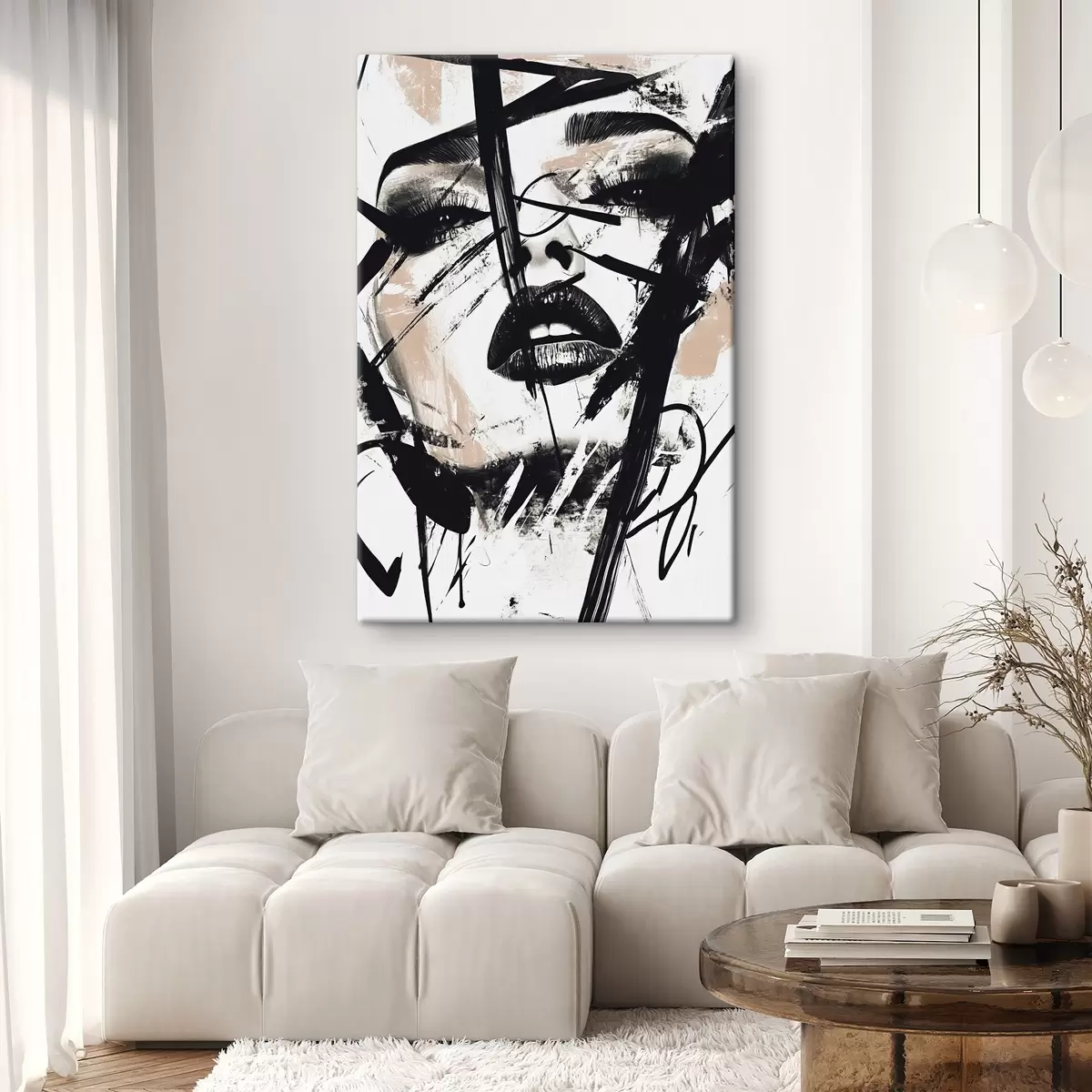 Tableau Portrait abstrait de femme, style graffiti s45777
