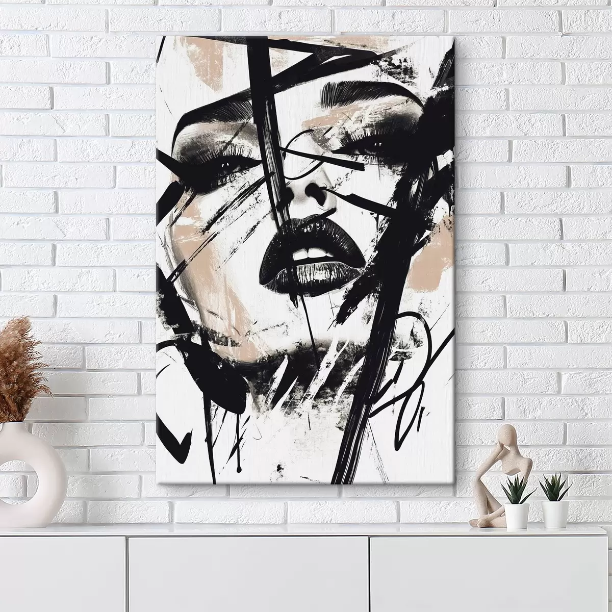 Tableau Portrait abstrait de femme, style graffiti s45777