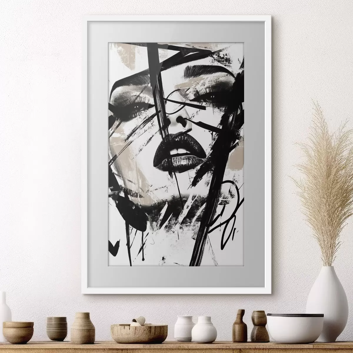 Poster Portrait abstrait de femme, style graffiti f45777