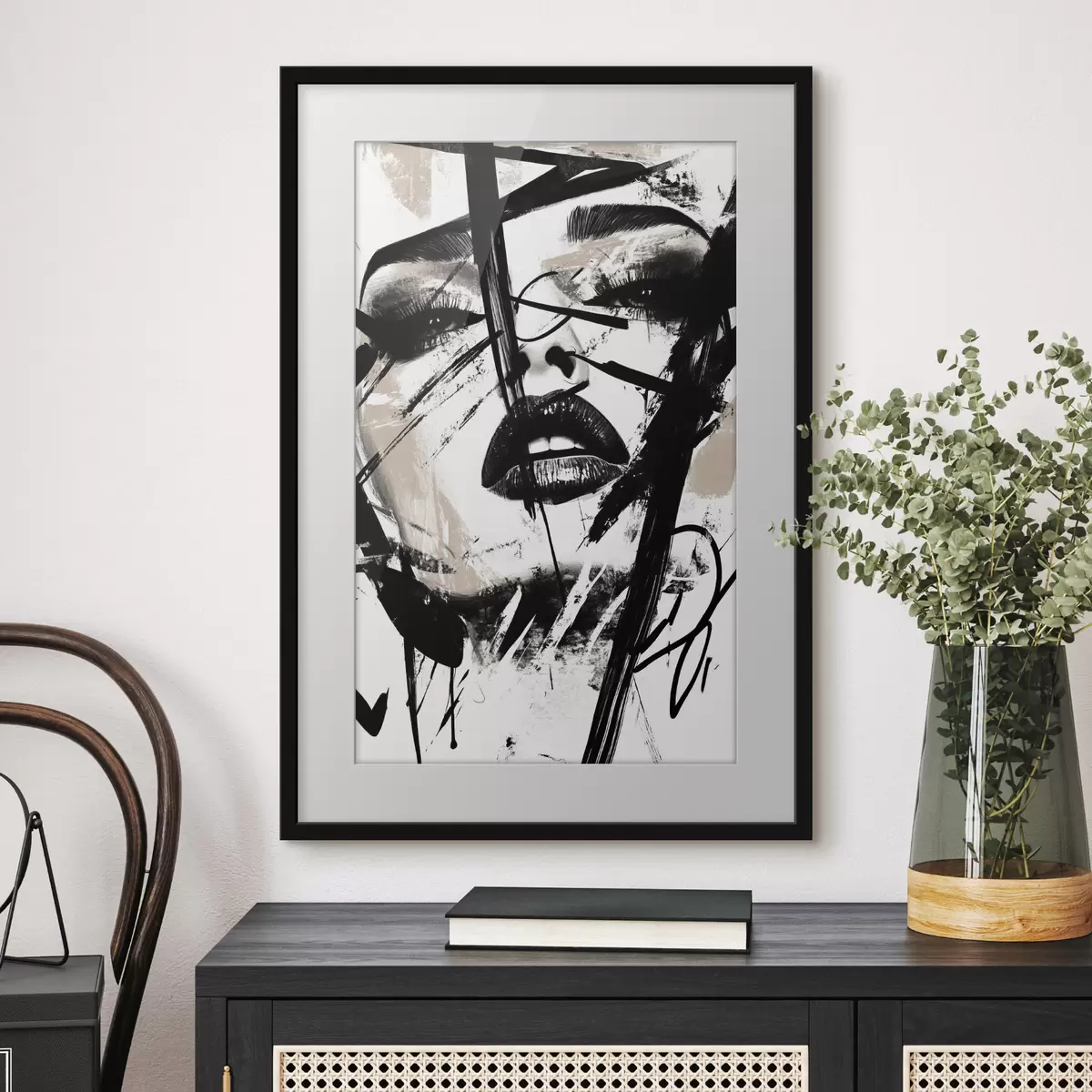 Poster Portrait abstrait de femme, style graffiti f45777