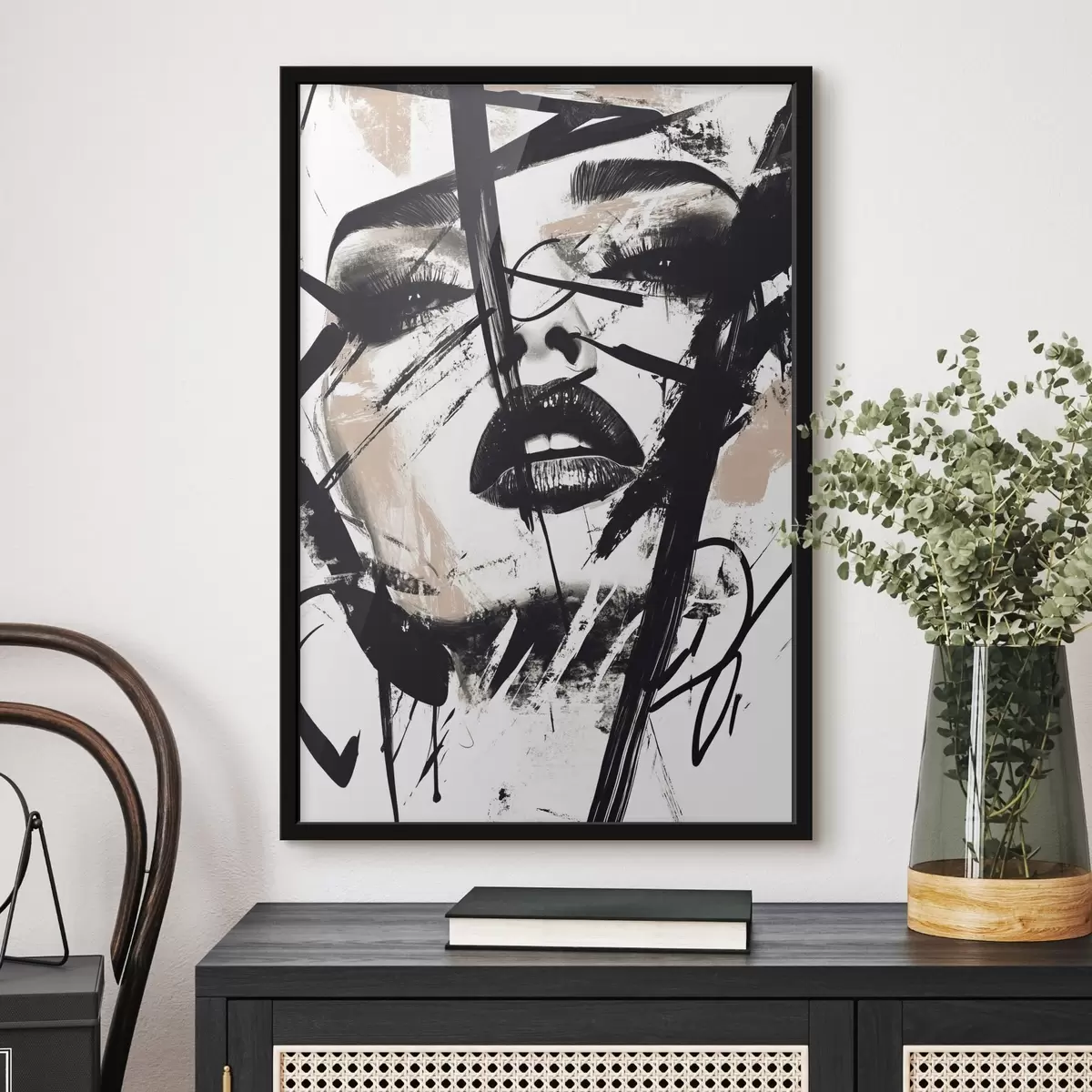 Poster Portrait abstrait de femme, style graffiti f45777