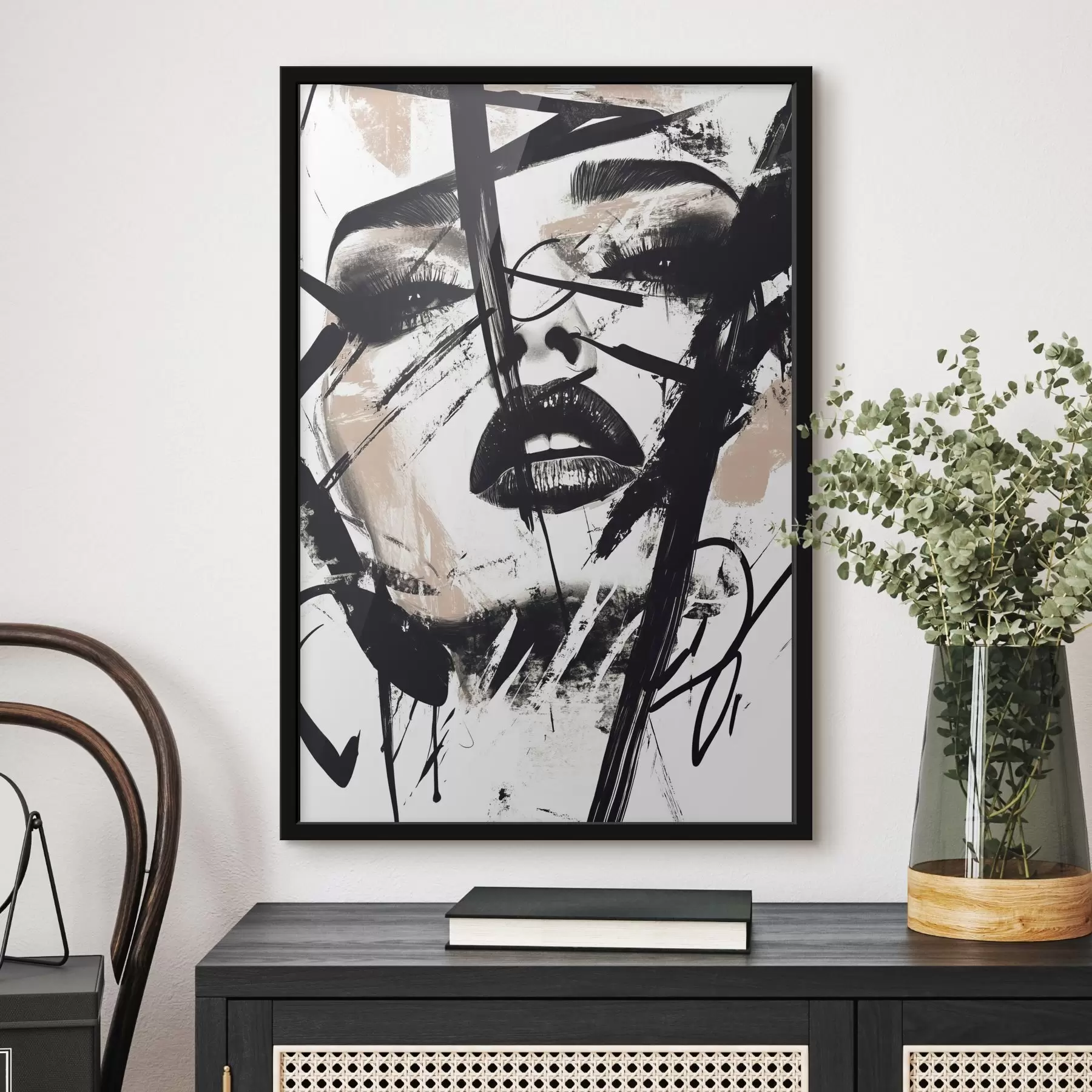 Papier peint Portrait abstrait de femme, style graffiti f45777