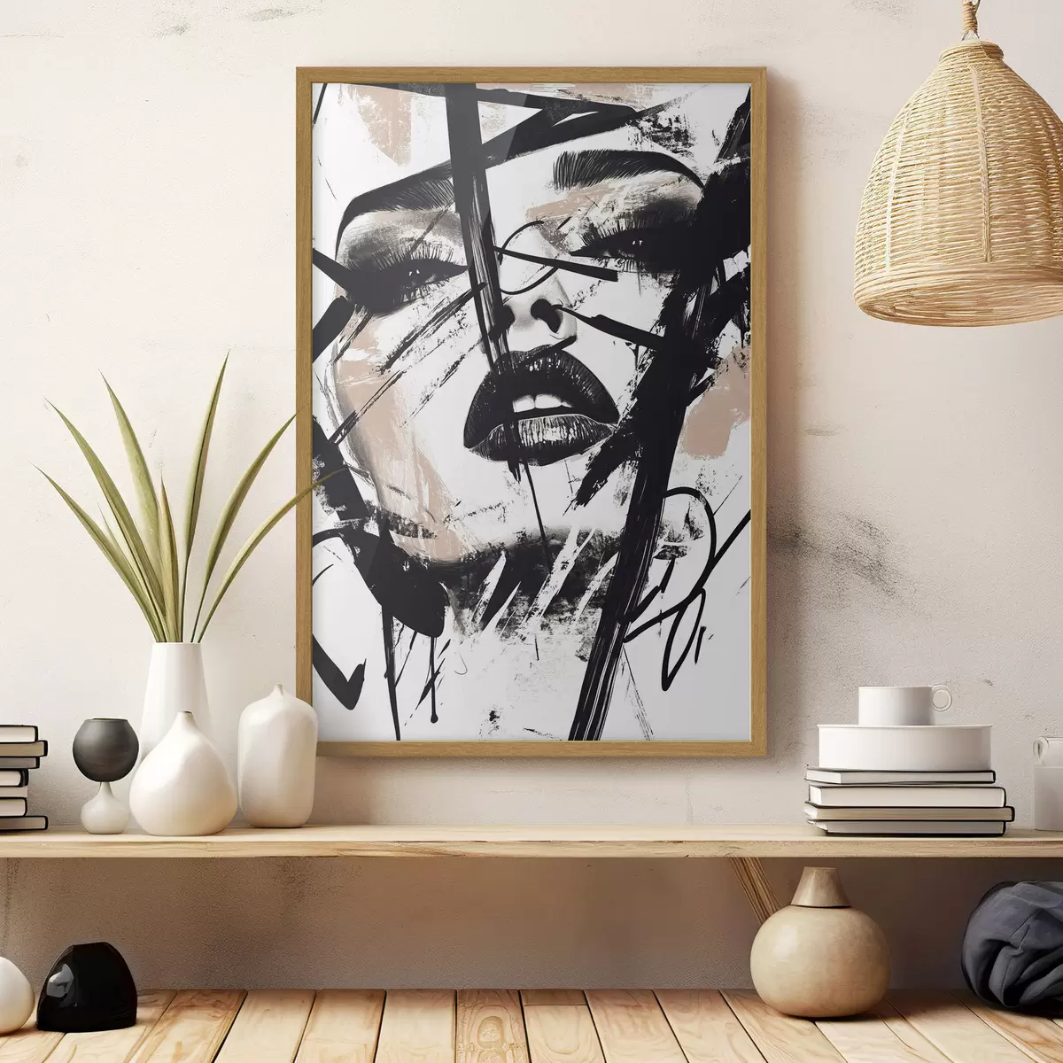 Poster Portrait abstrait de femme, style graffiti f45777