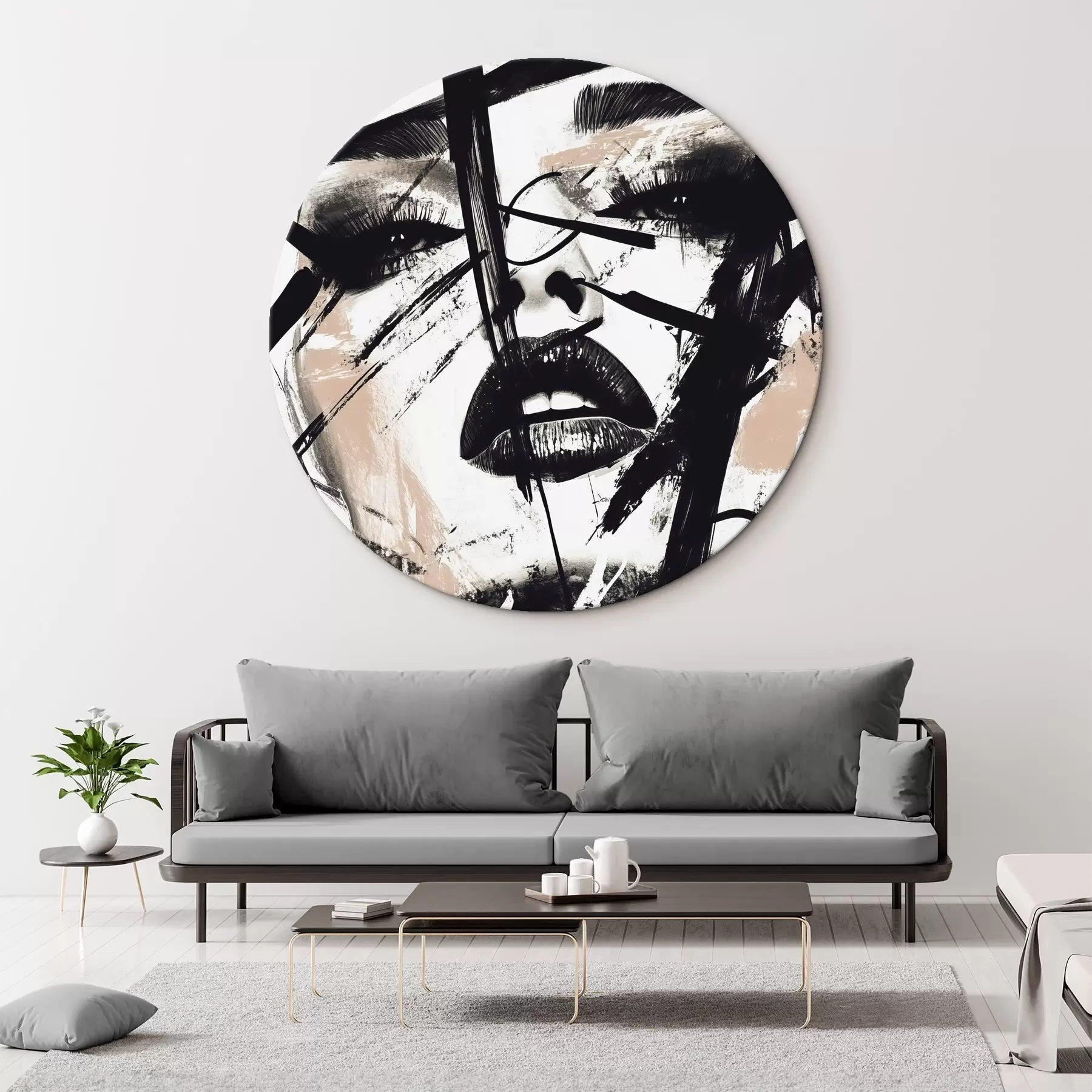 Tableau Portrait abstrait de femme, style graffiti r45777