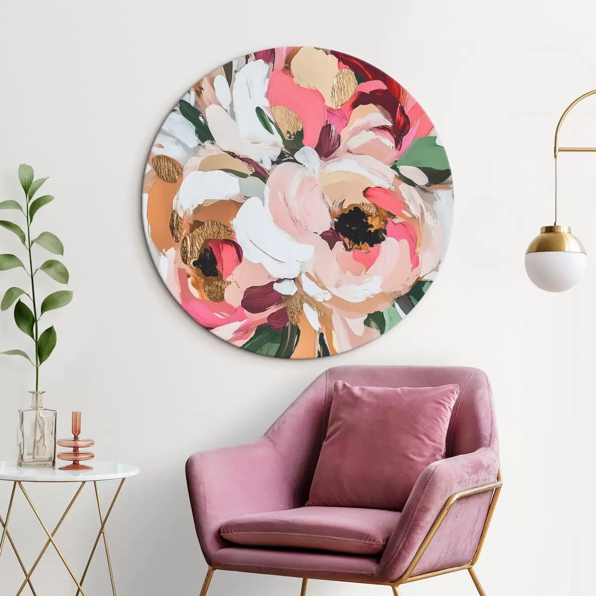 Tableaux rondes Bouquet de fleurs abstrait r45983