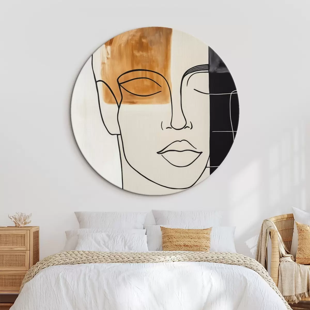 Tableaux rondes Portrait abstrait minimaliste r45986