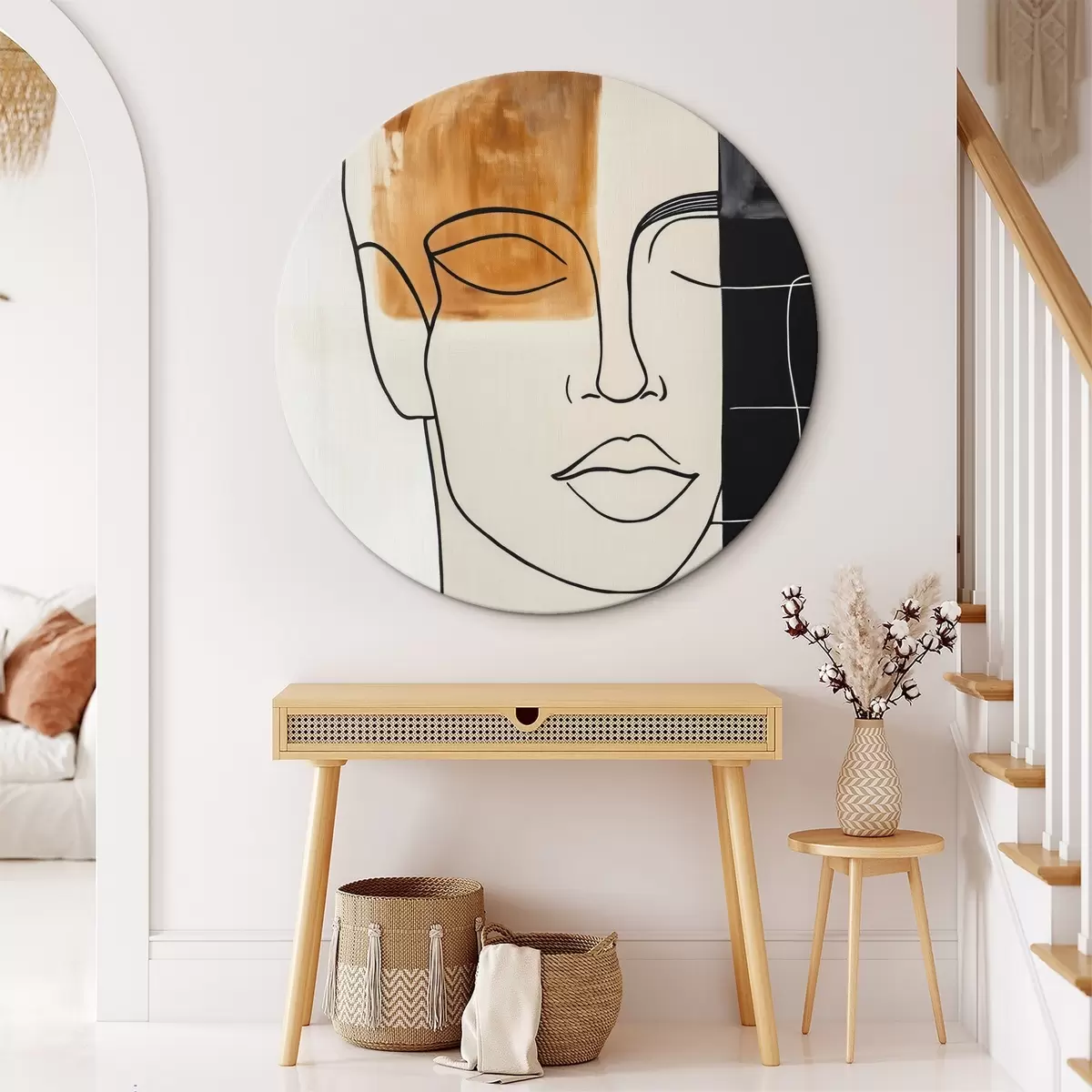 Tableaux rondes Portrait abstrait minimaliste r45986