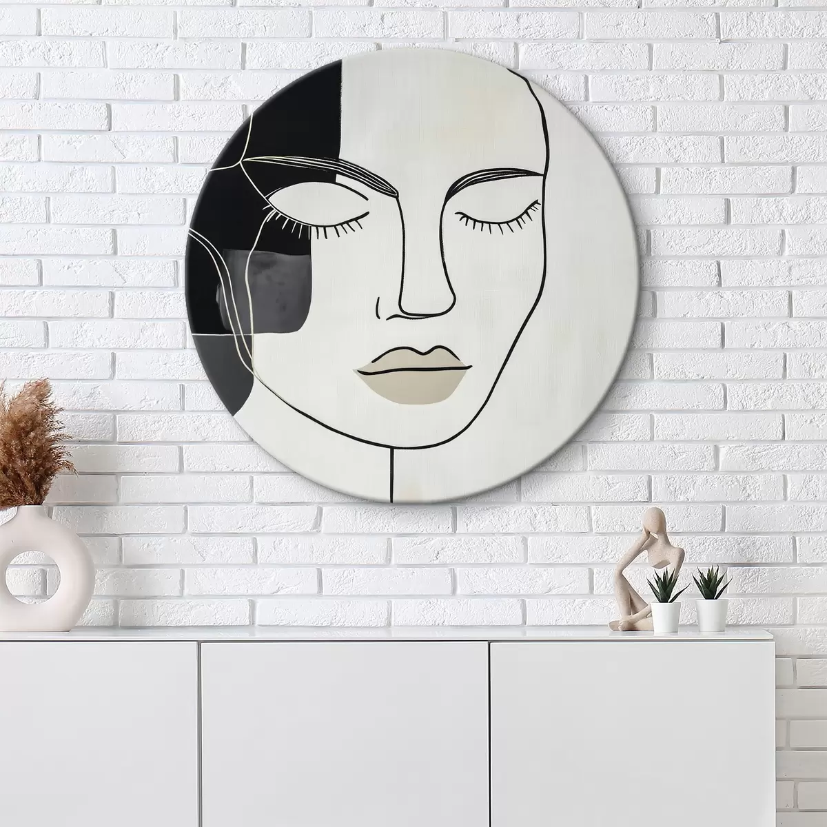 Tableaux rondes Portrait abstrait minimaliste r45987