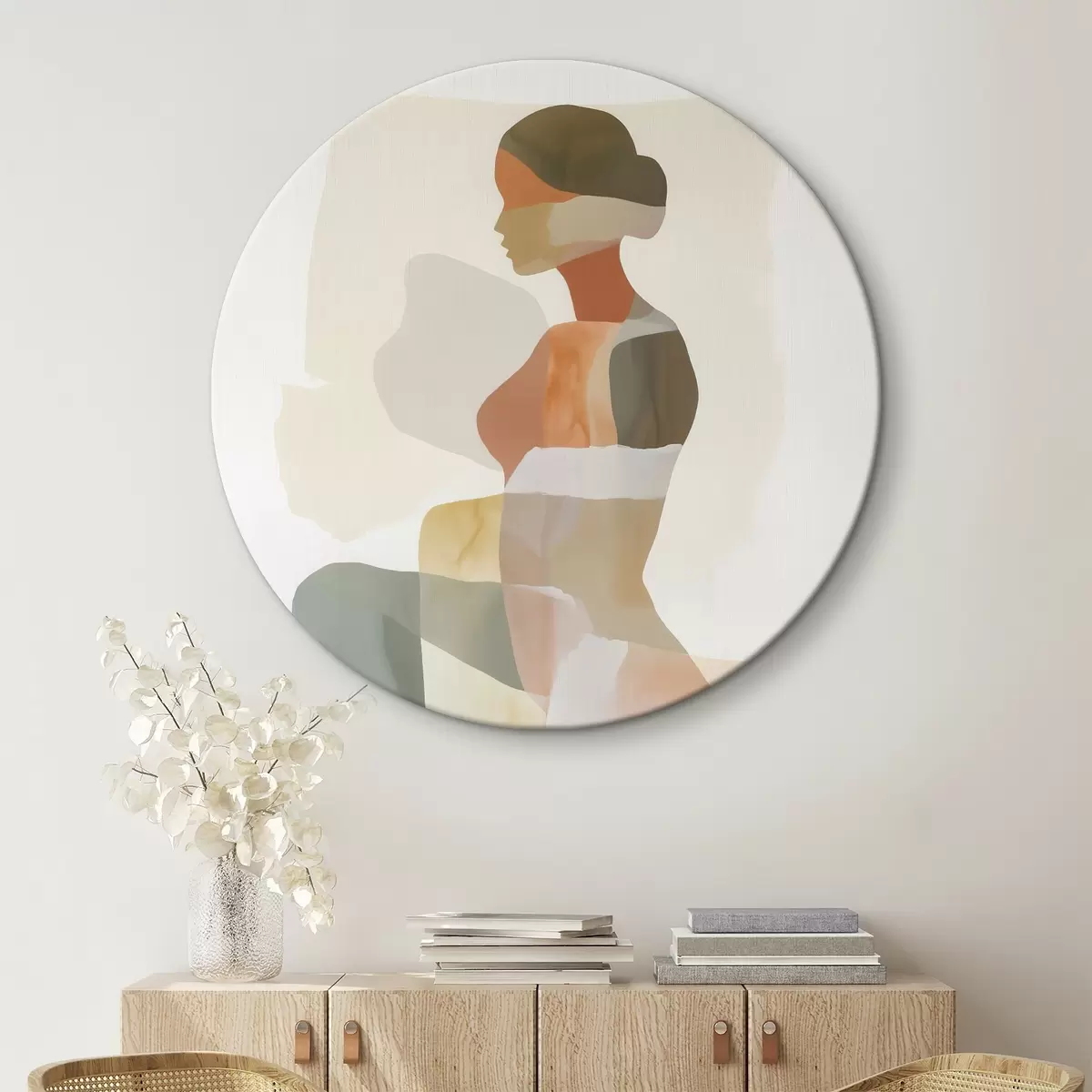 Tableaux rondes Silhouette féminine abstraite r45992