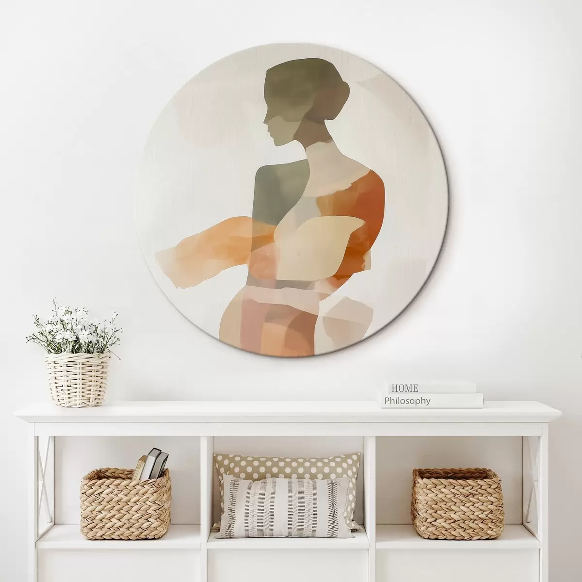 Tableaux rondes Silhouette féminine abstraite r45993