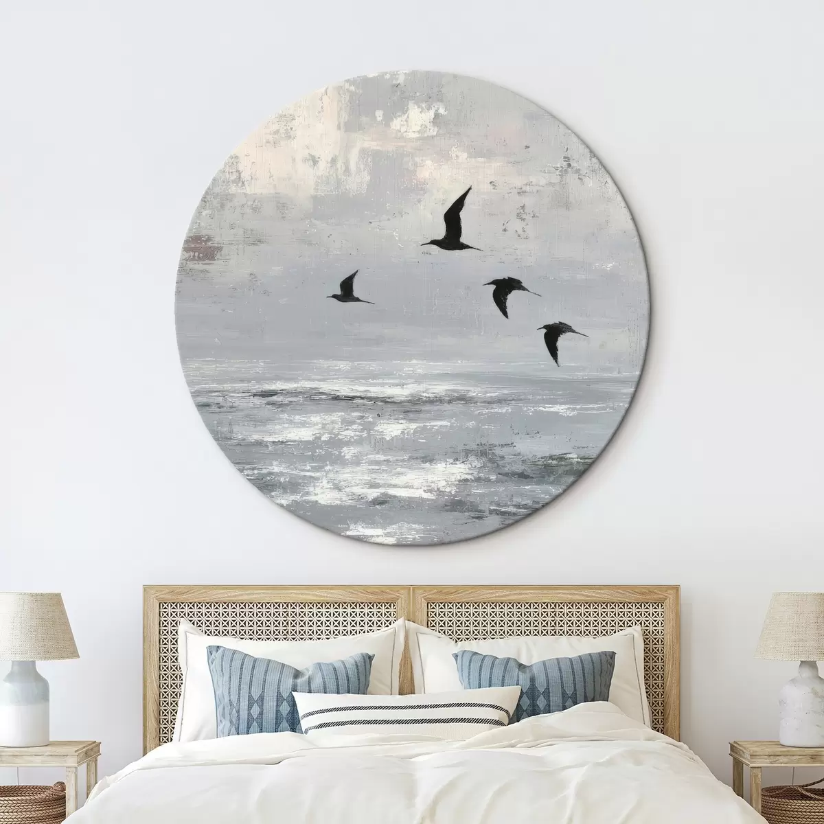 Tableaux rondes Paysage abstrait avec des oiseaux r46004