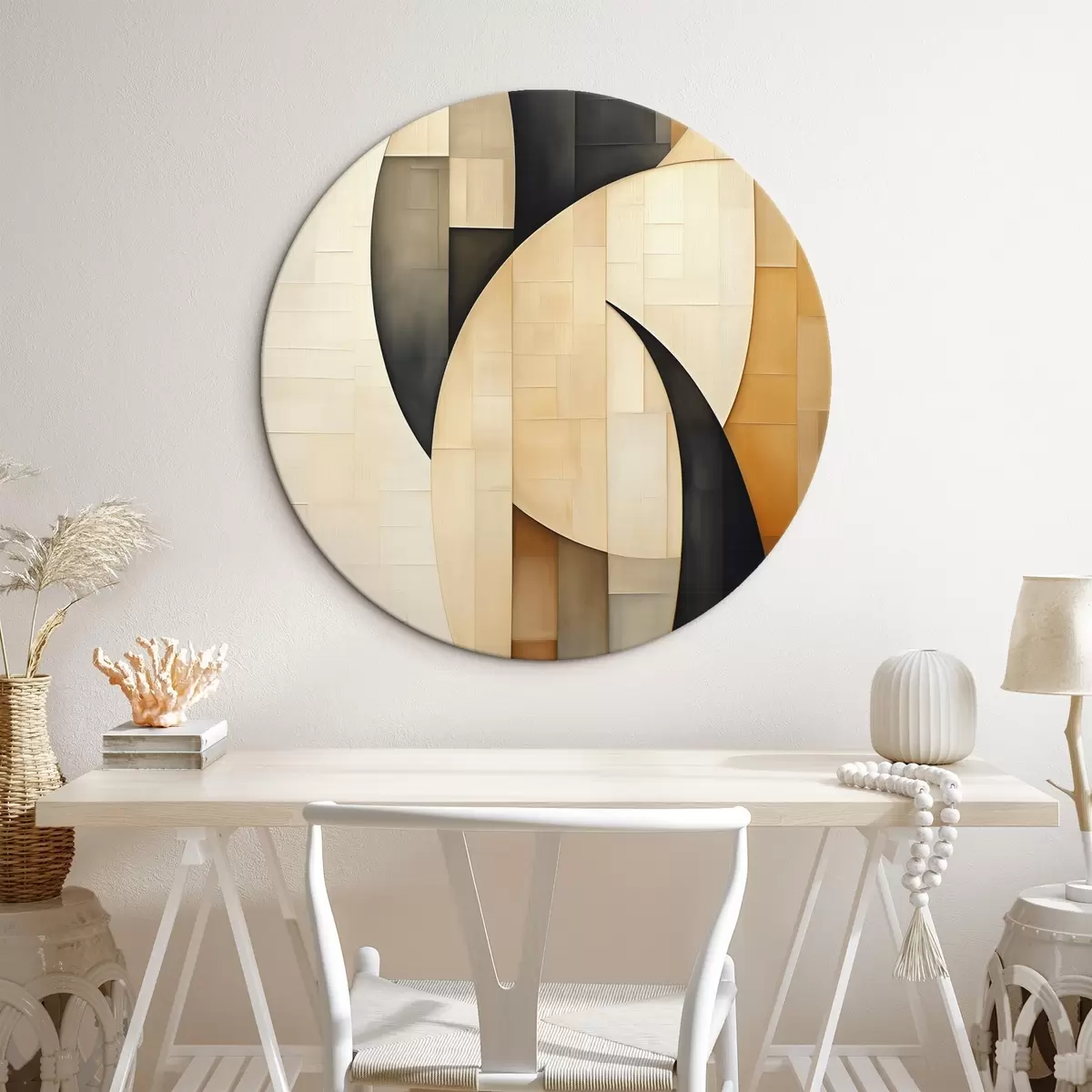 Tableaux rondes Abstraction géométrique r46006