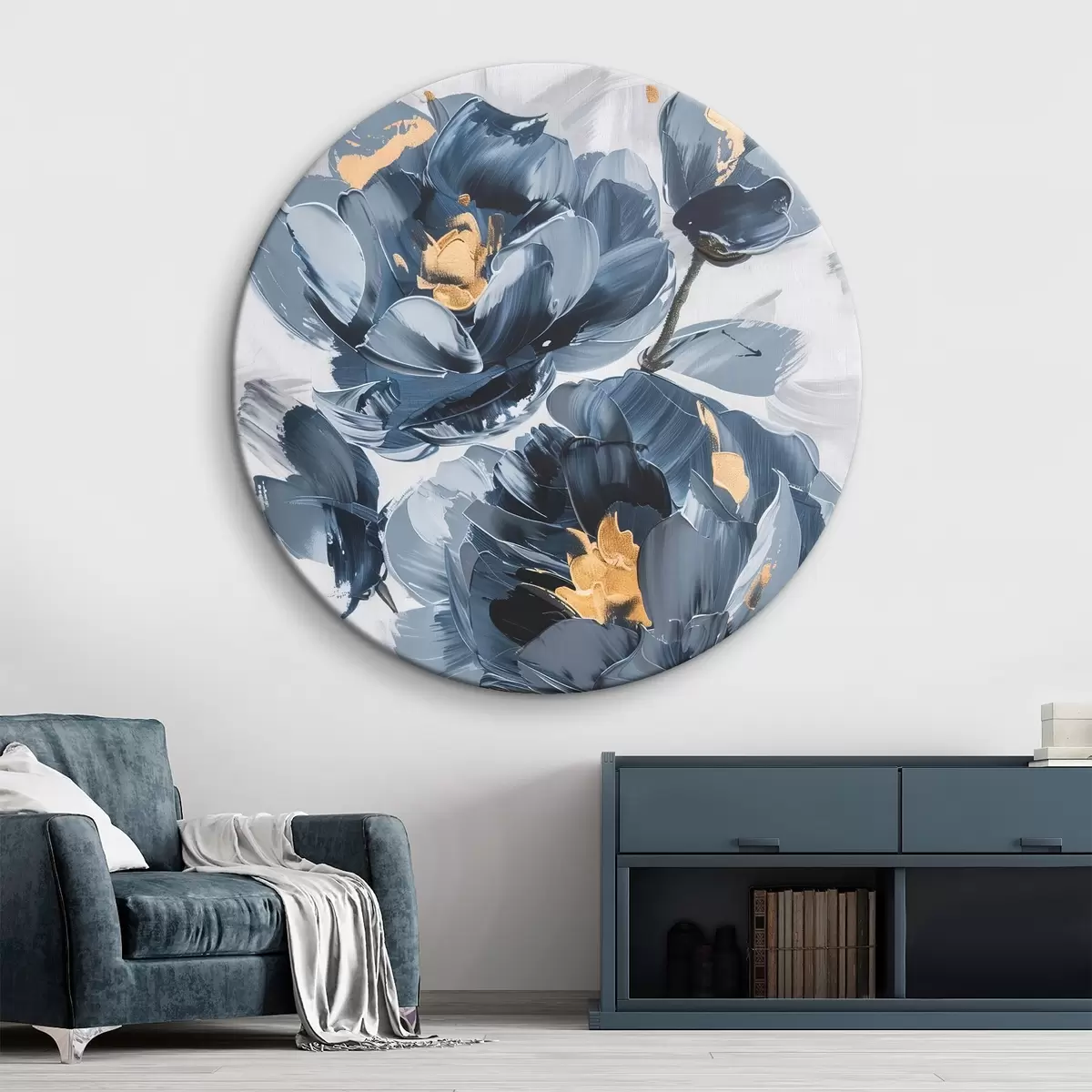Tableaux rondes Grandes fleurs abstraites r46010