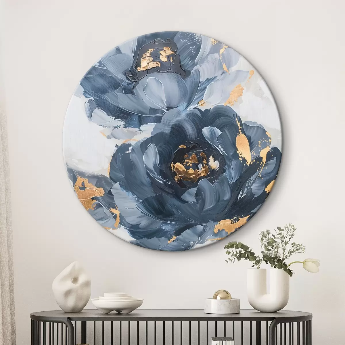 Tableaux rondes Grandes fleurs abstraites r46011
