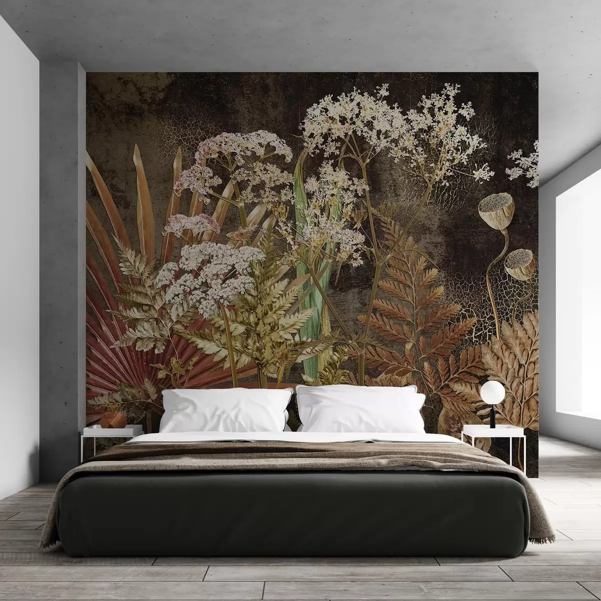 Papier peint Herbier sur fond sombre w09323