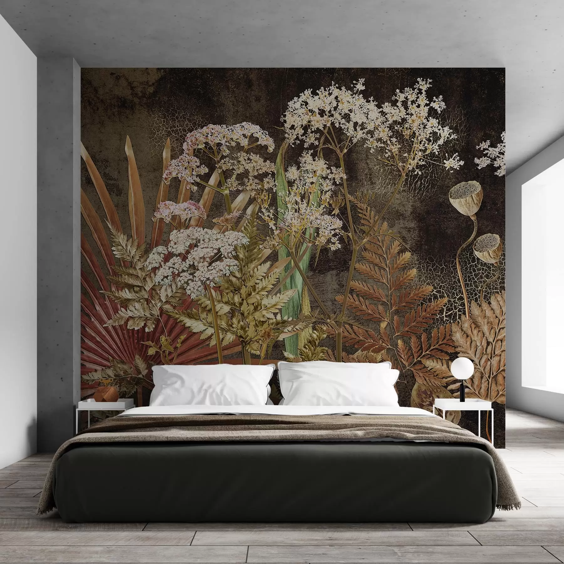 Papier peint Herbier sur fond sombre w09323