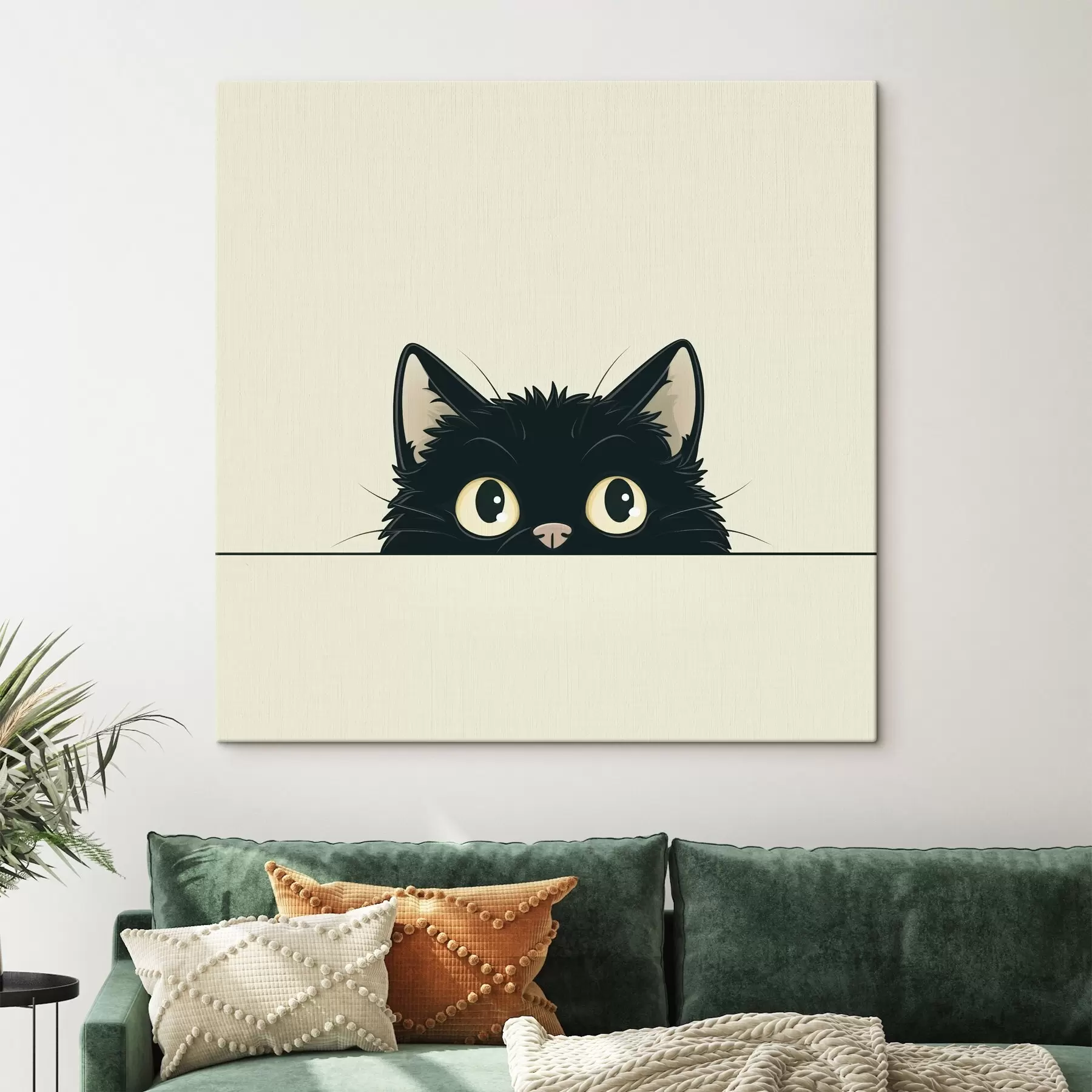 Tableau Joli chat noir dans un style illustré s45733